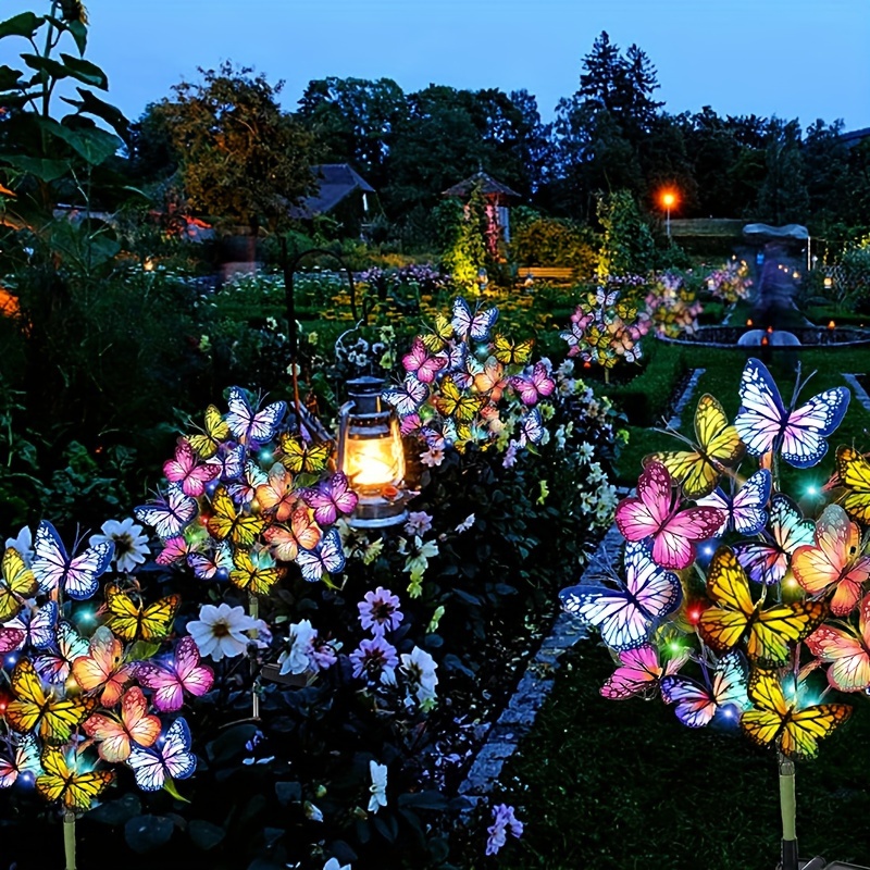 Outdoor Lighting For Gazebo - Solar LED Butterfly Garden Lights Waterproof
