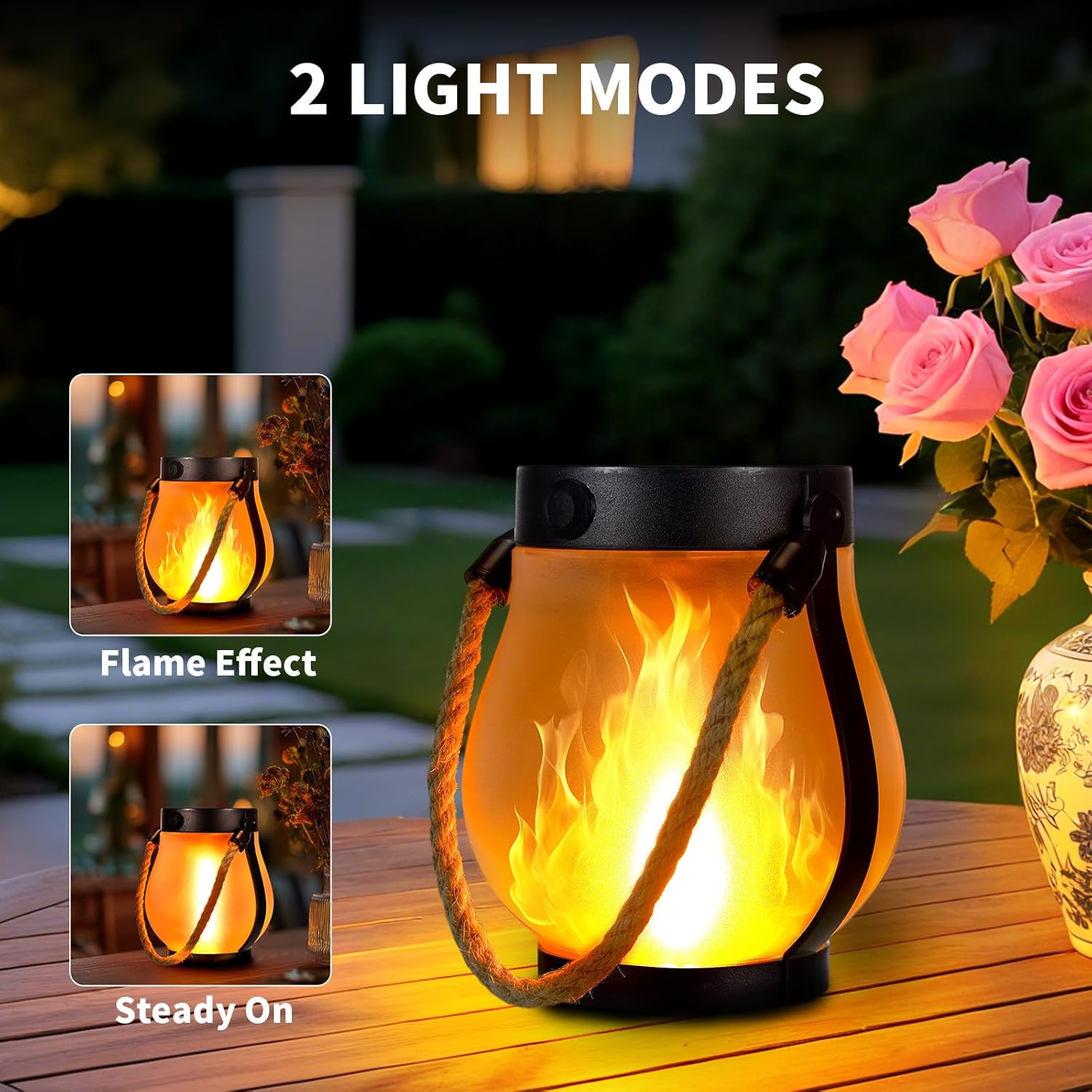 2 Pack Solar Flame Lanterns, F - Fire Torch Solar 评论和价格