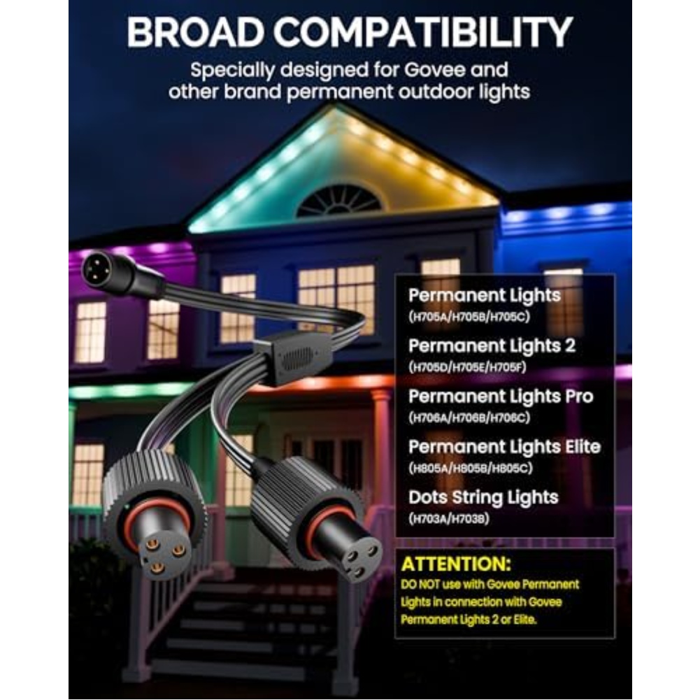 Waterproof Y-Shaped Power Spli - Outdoor Lighting Extension Cord 评论和价格