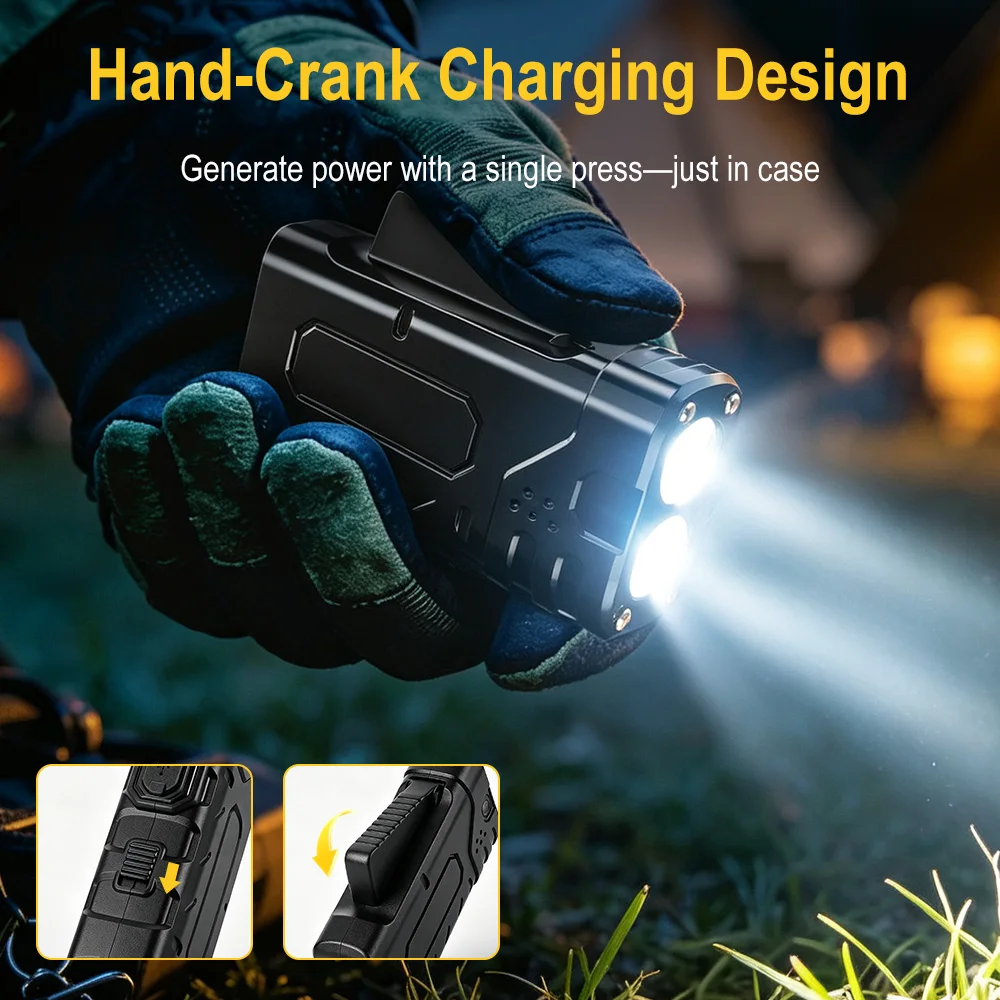 BORUIiT Hand Crank EDC LED Fla - Outdoor Lighting Junction Box 评论和价格