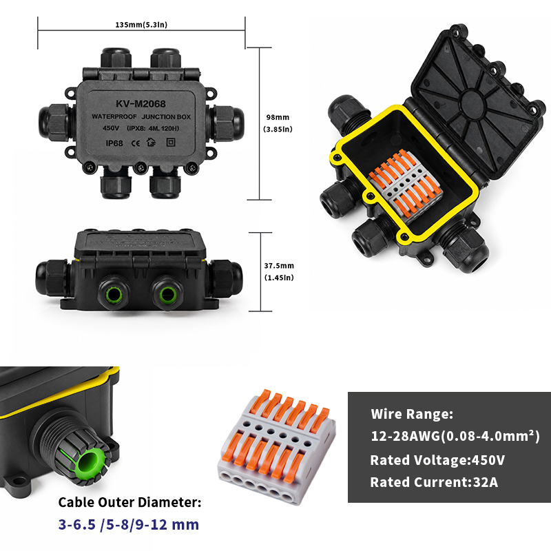 IP68 Waterproof Junction Box 2 - Outdoor Lighting Extension Cord 评论和价格